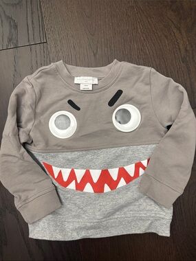 Stella McCartney Kids Gray Monster Pullover with Red Teeth